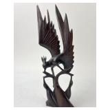 Carved Ebony Wood Bird & Chicks Sculpture