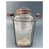 Glass Jar With Rustic Metal Wire Cage