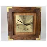 Linden Mid-Century Modern Wood & Brass Clock