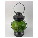 Green Glass Nautical Lantern W/ Shells