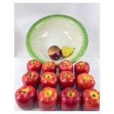 Ironstone England Ceramic Bowl & Faux Fruit