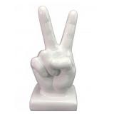 Ceramic Hand Peace Sign Sculpture 11.5" Tall