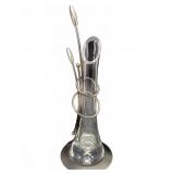Polish Glass and Metal Vase, 14 3/4 Inch Tall