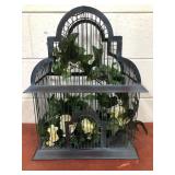Metal Decorative Birdcage With Faux Foliage