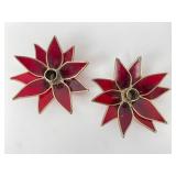 Red Poinsettia Stained Glass Holders