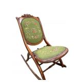 Wood Frame Needlepoint Rocking Chair