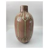 Pink Ceramic Vase With Geometric Design