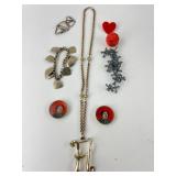 Vintage Toys & Jewelry Lot With Necklace