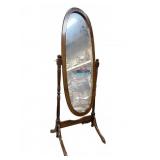 Oval Wood Cheval Floor Mirror 58.5" Tall