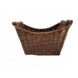 Woven Wicker Basket with Wooden Handles