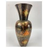 Silver & Copper Vase With Geometric Patterns