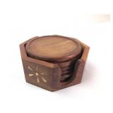 Wood Coaster Set With Holder Made In India