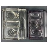 Vintage Pressed Glass Double Inkwells