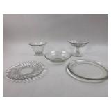 Pyrex Oval Broiler Plate & Clear Glass Serveware