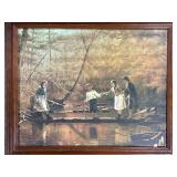 Framed Print Of Children Crossing Stream