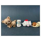 Ceramic Bear, Snail & Cat Figurines