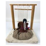 Vintage Navajo Loom Doll On Wood Base