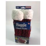 Huggle Burgundy Slipper Socks Plush Fabric