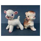 Ceramic Lamb & Puppy Figurines