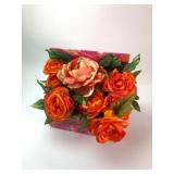 Decorative Floral Box With Orange Roses