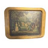 Vtg Metal Tray with Printed Image, 21x16.5 in