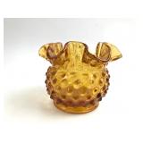 Vintage Fenton Amber Hobnail Glass Vase ï¿½Diameter