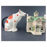 Ceramic Cow Pitcher & Cottage Lamp