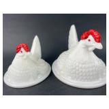 Milk Glass Hen Covered Dishes