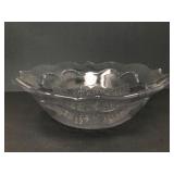 Clear Pressed Glass Bowl With Floral Design