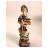 Resin 8ï¿½ Figurine Of Woman With Basket