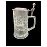 Glass Tankard With Ship Grand Turk Design