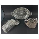 Pressed Glass Serving Set With Butter Dish