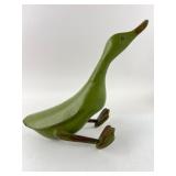 Green Carved Wood Duck Figurine 12ï¿½ï¿½