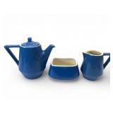 3pc Hall Pottery Tea Set Blue & White