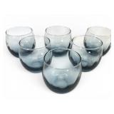 (6) Libbey Grey Optic Swirl Roly Poly Glasses