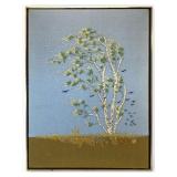 1974 Birch Tree & Flocking Birds Crewel Embroidery