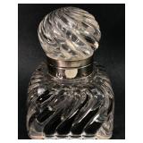 Vtg Swirled Crystal Large Inkwell