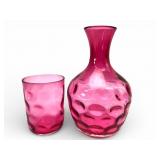 Vtg Fenton Coin Dot Cranberry Glass Tumble Up