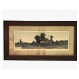 Etching By E C Rost In Wood Frame