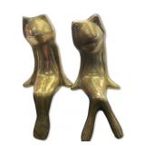 Rare Vtg Brass Sitting Frog Couple
