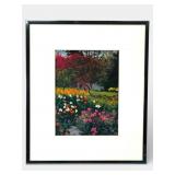 Pencil Signed Floral Garden Artwork By Laura Strov