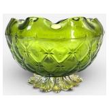 Vtg Indiana Glass Duette Quilted Diamond Candy Dis