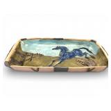 Signed Studio Art Pottery Tray W/ Horse & Bunny