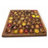 Vtg Pebble Glass In Wood Frame Trivet