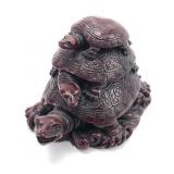 Feng Shui Stacked Turtle Cinnabar Style Statue