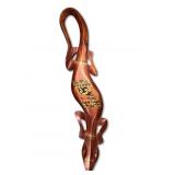 Wooden Gecko Wall Hanging With Tribal Art