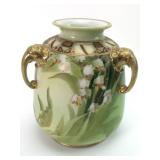 Hand Painted Nippon Vase With Elephant Handles