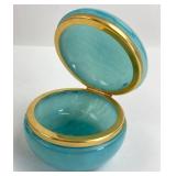 Italian Alabaster Hinged Box With Brass Trim