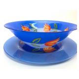 2pc Arcoroc France Glass Tulip Bowl & Platter