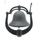 Vtg Cast Iron Soo Line Bell On Wood Stand